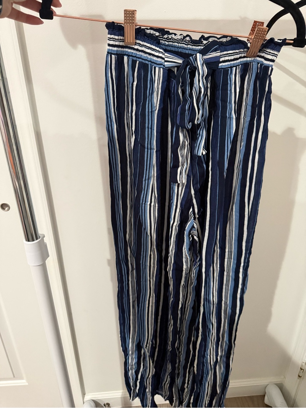 Striped Navy Blue Woman’s Drawstring Pants